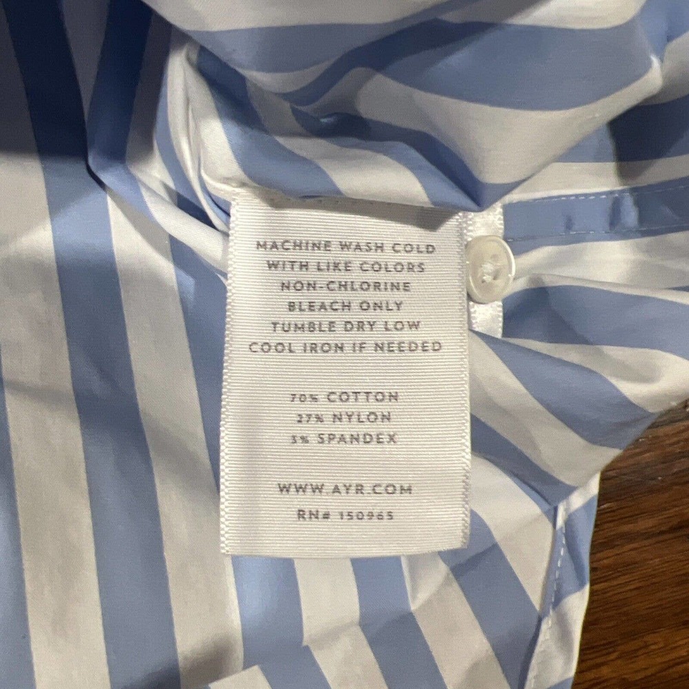AYR Deep End Blue and White Striped Button-Down Shirt-XL - Picture 8 of 9